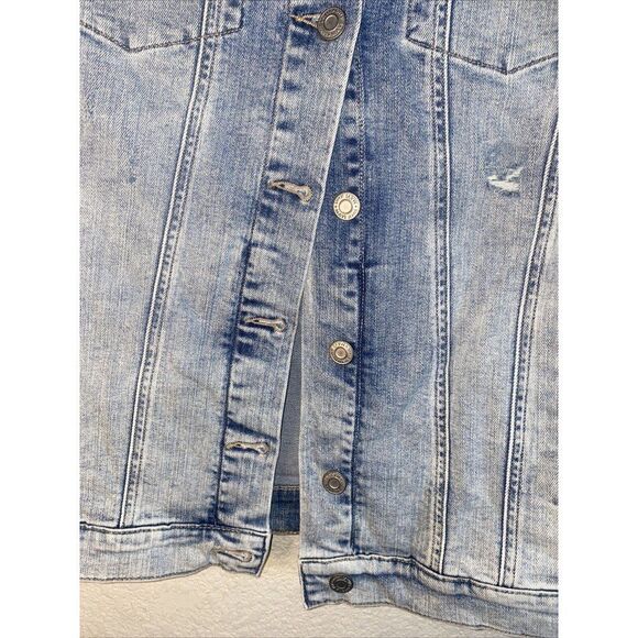 NEW MAVI jean jacket distress Women JILL punk rock y2k 90s grunge L western - Picture 5 of 10